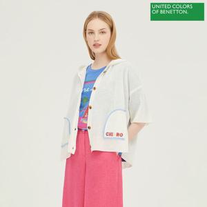 [베네통] 백 자수 후드 반팔 가디건 BAKCB8431_IV