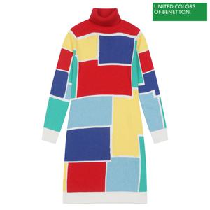 베네통 Color block wool cashmere dress 2F_1235EV00M_600