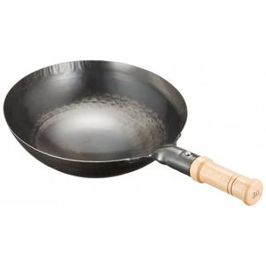 야마다 공업소 한손 중국 냄비 철제 타출 나무 무늬 핸들 30 cm