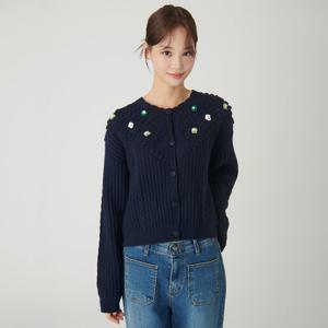 [SATIN] 플라워 자수 니트 가디건 O244T955