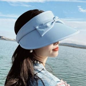모던걸 리본 돌돌이 썬캡 비치 산책 여름모자 스카이