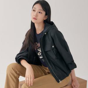 [지센] (2컬러) 에센셜 리사이클 후드 집업 숏 점퍼 LSJPO871
