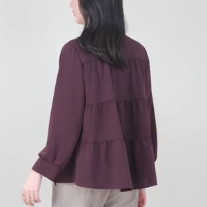 애비뉴투지 엄마옷 삼단 캉캉 스텐드 카라 쉬폰 남방 정장 블라우스 B01548