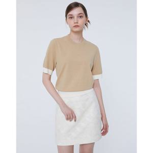 질스튜어트 뉴욕 여성 24SS 클리어런스베이지 로고 패턴 컬러배색 반팔 니트 JSSW4B834I2