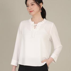 애비뉴투지 엄마옷 쉬폰 리본 셔링 여성 봄 가을 긴팔 정장 블라우스 B10422