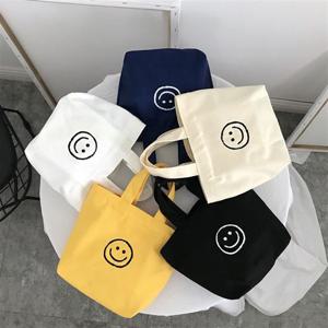 스마일 미니 캔버스 에코백 간편 외출 보조 가방