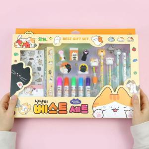 냥냥이 베스트 문구세트 팬시 학용품 준비물 캐릭터문구 지우개 캐릭터볼펜 문구세트 연필 초등학생학용품