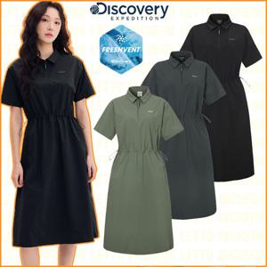 디스커버리 25SS 여름신상 프레시벤트 여성 경량 우븐 반집업 원피스 DWOP94053-ICTT