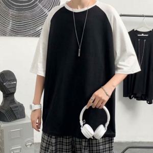 [모로엠] 남성 오버핏 나그랑 배색 남자기본반팔티 카라티 DMS-TSH-Q4128269