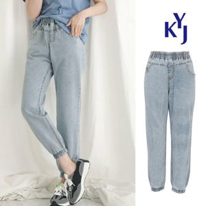 여름 데일리 쿨 밴딩 조거 데님 팬츠 스판 여성 청바지 DPMLJN80