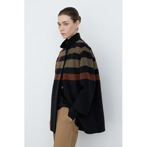 닥스 여성 24FW 울캐시미어 블랙 빅체크 하프코트 DLCO4DE91BA