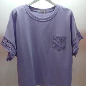 Latium HC06 부드럽고 뚝떨어지는 마크포켓 소매레이스 라운드 반팔 데일리 티셔츠 T2523ts39P