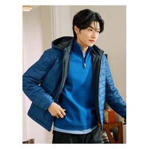 [빈폴멘][신상40%OFF]코튼 베럴비 반집업 니트  블루 (BC5151C01