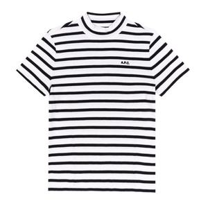 아페쎄 COHCA F26348 TAT ECRU/BLACK CAROLL 캐럴 스트라이프 하이 칼라 여성 반팔티