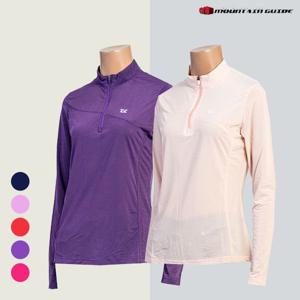 [마운틴가이드]봄 여름 등산복 단체복 쿨냉감 여성 아이스 스판 집업 티셔츠 MZW-T2302-226-1
