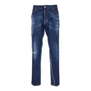DSQUARED2 39Cool Guy39 스트레치 코튼 데님 소재의 바랜 효과가 있는 블루 스트레이트 진 맨 S74LB1559S30342470