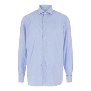 GHERARDI Light Blue Shirt with Classic Collar and All-Over Striped Motif in Cotton Man BV13S7D1069614