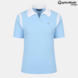 [테일러메이드]여성 니트 배색 V넥 카라 반팔 티셔츠 TWTPO6146-940