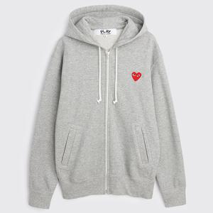 25 FW 꼼데가르송 플레이 레드스몰하트 로고 집업 후드티 그레이 P1T168