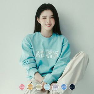 [지오다노]여성 가을 라운드넥 그래픽 프린트 크롭 테리 맨투맨 티셔츠 325511