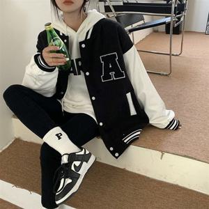 자수 LK-J034 패션 캐주얼 오버핏 의류 데일리 여성 야구점퍼