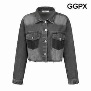 [GGPX] 그라데이션 워싱 크롭 프린지 데님 자켓 (GP9JK012F)