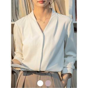 [예쎄](예쎄)   넥셔링 노카라 V넥 루즈핏 블라우스 (S4FBL004A)