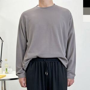 남성긴팔티셔츠 남성 루즈핏 티셔츠 1P 스판 엠보싱 무지 긴팔 봄가을
