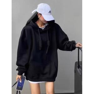 [샵앤]여성 빅사이즈 데일리 무지 맨투맨 후드 티셔츠 21DS-WSH-4903-블랙