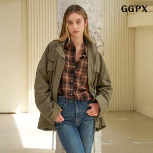 GGPX 오버핏 스트링 셔링 밀리터리 야상 자켓 (GPCJK007D)