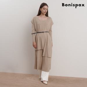 [보니스팍스(여성의류)]벨티드 모던 베스트 레이어드 원피스 (XP3OW005L0)