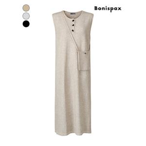 [보니스팍스]포켓백 슬리브리스 니트 롱 원피스 (XP9OP004M0)