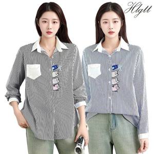 [헬리꽁땡] 스트라이프 고양이 셔츠 2종