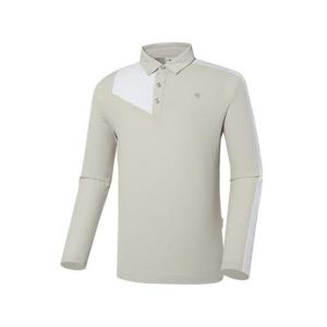 와이드앵글골프긴팔 KQJ WMU22201E1 남성 WL PRO 블럭킹 폴로 티셔츠 (L/Beige)