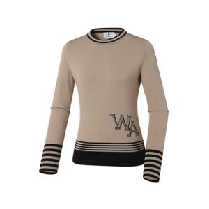 와이드앵글골프긴팔티 KQJ WWU22K41E2 여성 CF 아리아 WA로고 스웨터 (Beige)