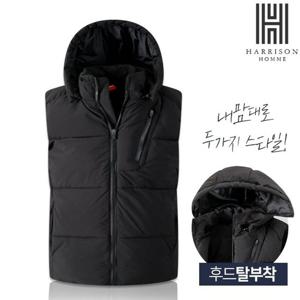[해리슨] W-1073 남자 후드 탈부착 패딩조끼 DNC1102