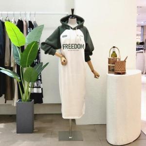 [포커스][대구백화점SG]  FW3J9OP5665_래글런 배색 후드 롱원피