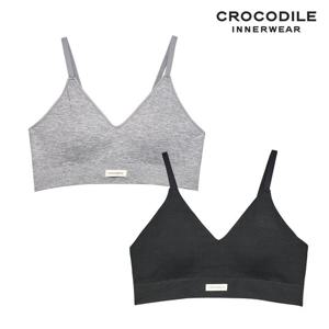 [크로커다일] 감탄브라 에브리핏 소프트 브라렛2종 멜란지그레이 블랙 CDWBR5O2122