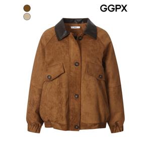 [GGPX]비건 레더 카라넥 스웨이드 밴딩 점퍼 (GP9JP021F)