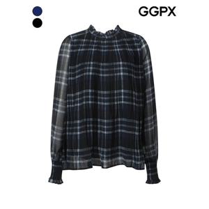 [GGPX]체크 플리츠 쉬폰 블라우스 (GP9SH067F)