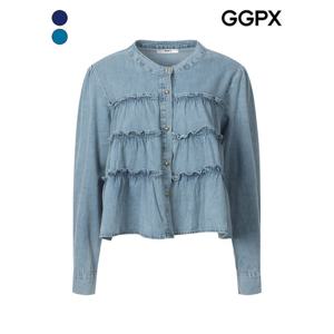 [GGPX]캉캉 프릴 데님 블라우스 (GP9SH068F)