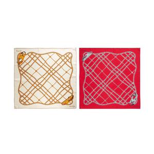 버버리 체인 체크 프린트 실크 스퀘어 스카프 (택1)