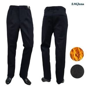 SMJ325k 기모 정장바지 기본일자 원턱 중년 겨울바지 신사바지