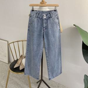 허니제이 / 클러닝 투버튼 넌스판 와이드핏 데님S L