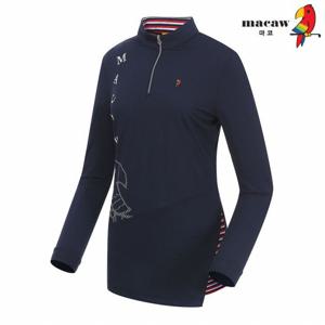 [마코] (여성)언발 로고 프린트 반집업 티셔츠_MJW1TH06