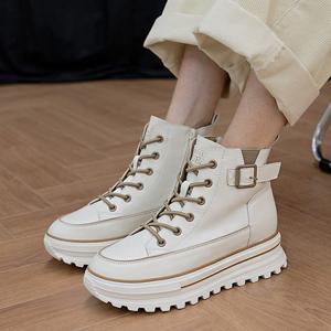 [더힐]소가죽 여성여자 하이탑 스니커즈 앵글앵클 워커 부츠 4.5cm/3color smp100