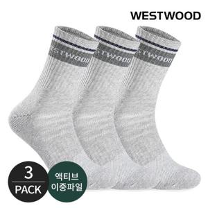 웨스트우드 남성 쿠션 탑링글 컬러배색 등산 중장목양말 3P_LG