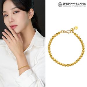 [한국금다이아몬드] 여자 순금 볼 팔찌 레이어드 24K 7.5g 18K장식