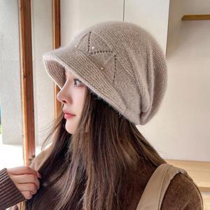 5칼라 앙고라 진주 니트 챙모자 S1543