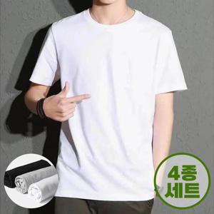 [텐제로]4종세트 남녀공용 반팔면티 100코튼 블랙,화이트,그레이 COT24-4S